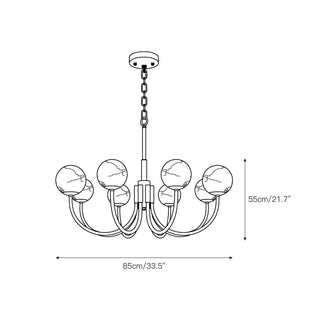 Mjolkuvys Moderne Minimaliste Globe Laiton Albâtre Lustre