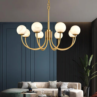 Mjolkuvys Moderne Minimaliste Globe Laiton Albâtre Lustre