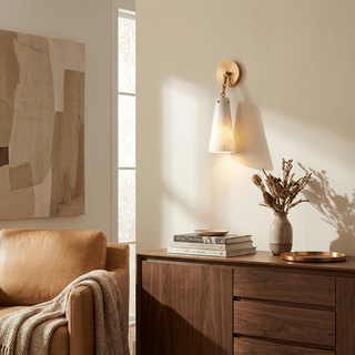 Aurelian Tapered Alabaster Wall Sconce-Neutral Decor