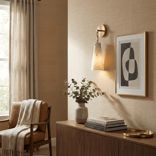 Aurelian Tapered Alabaster Wall Sconce-Neutral Decor