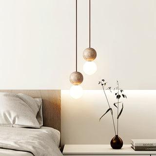 Luna Travertin Pendentif Lumière