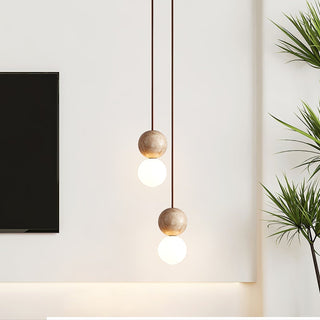 Luna Travertin Pendentif Lumière