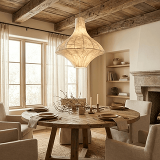 Aurielle Silk Pavilion Pendant Lamp-Neutral Decor