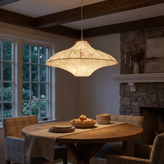 Aurielle Silk Pavilion Pendant Lamp-Neutral Decor