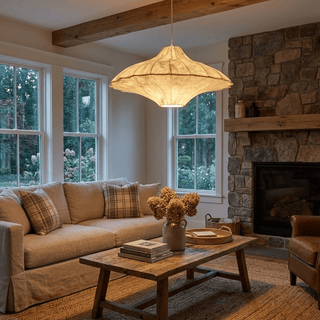 Aurielle Silk Pavilion Pendant Lamp-Neutral Decor