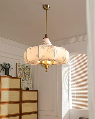 Fioren Tissu Bois Pendentif Lumière