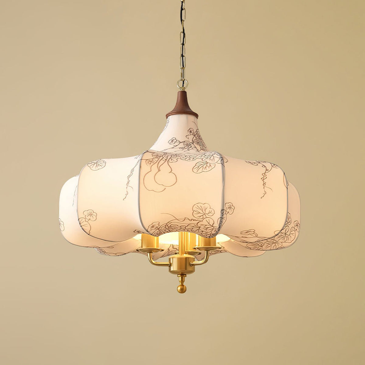 Fioren Tissu Bois Pendentif Lumière