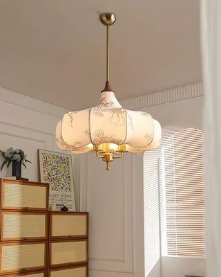 Fioren Tissu Bois Pendentif Lumière
