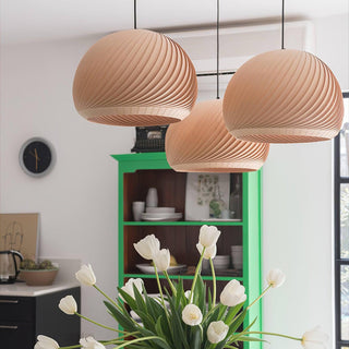 Spiral Lampe Suspension en Bois Vintage