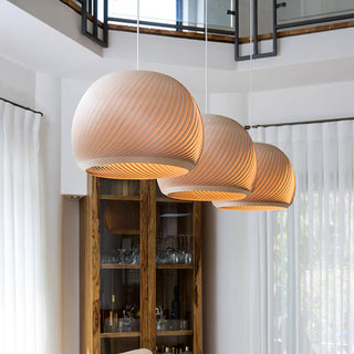 Spiral Lampe Suspension en Bois Vintage