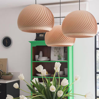 Spiral Lampe Suspension en Bois Vintage