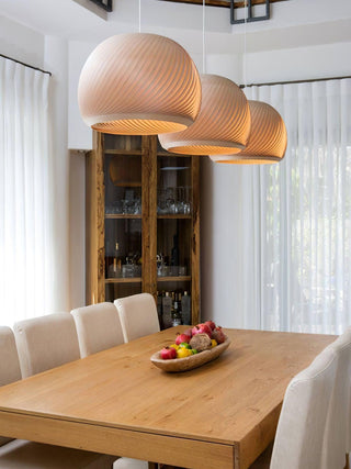 Spiral Lampe Suspension en Bois Vintage