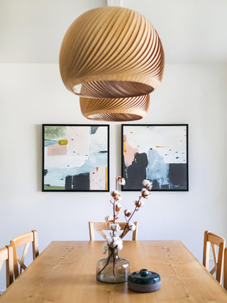 Spiral Lampe Suspension en Bois Vintage