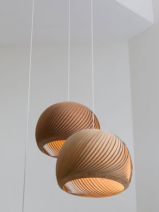 Spiral Lampe Suspension en Bois Vintage