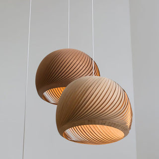 Spiral Lampe Suspension en Bois Vintage