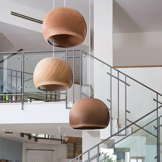Spiral Lampe Suspension en Bois Vintage