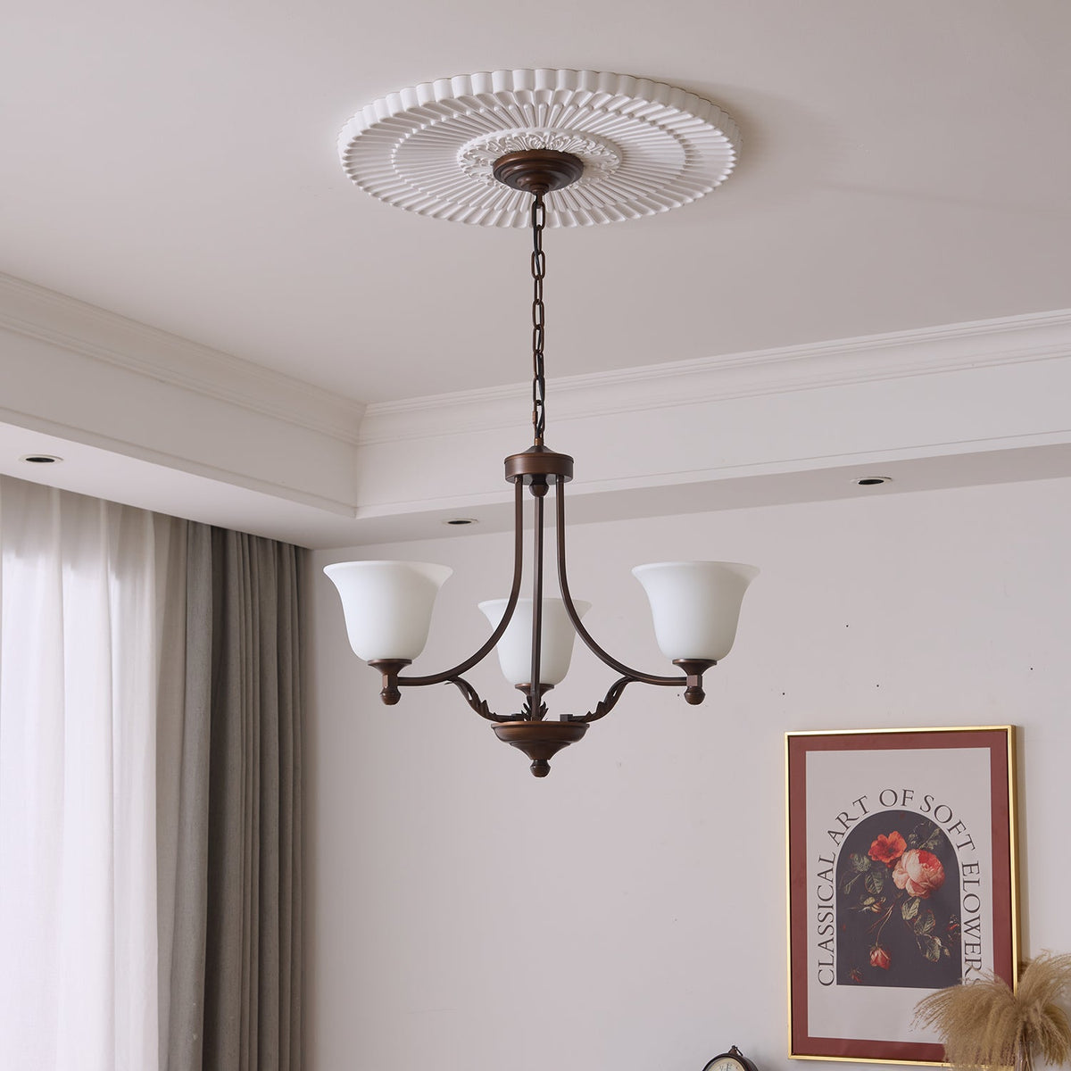 Elorira Lustre Verre Élégance Traditionnelle Fleur