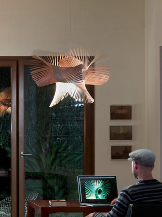 Avian Flair Wooden Pendant Lamp-Neutral Decor