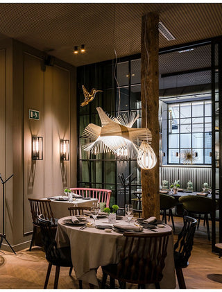 Avian Flair Wooden Pendant Lamp-Neutral Decor