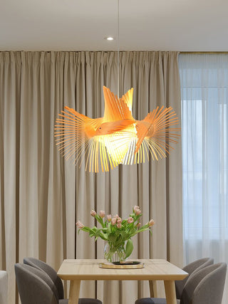 Avian Flair Wooden Pendant Lamp-Neutral Decor