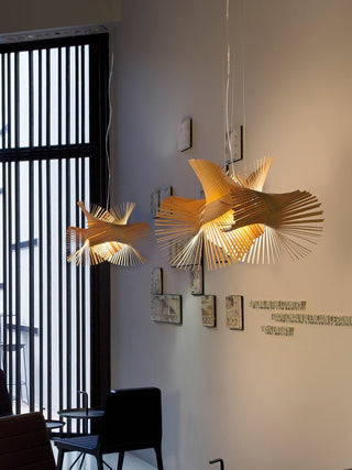 Avian Flair Wooden Pendant Lamp-Neutral Decor