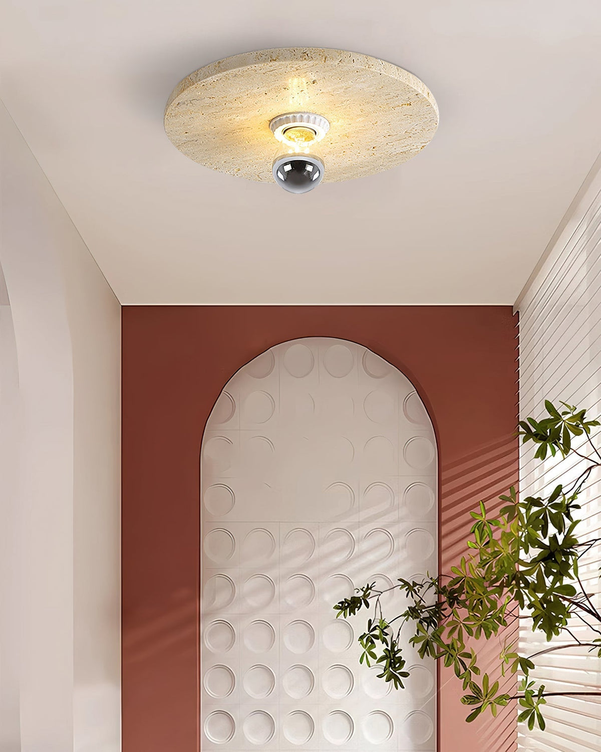 The large size (50cm) Avize Travertine Ceiling Lamp.