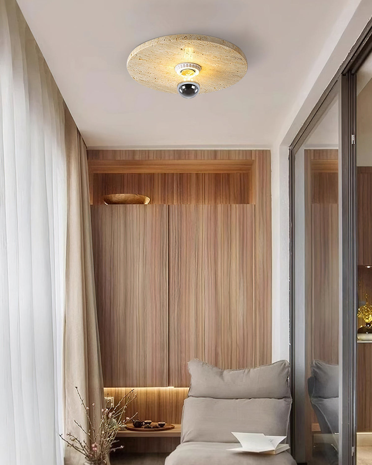 The Avize Ceiling Lamp shown from a side angle to display its slim profile.