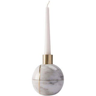 Axis Sphere Marble Candle Holder-Neutral Decor