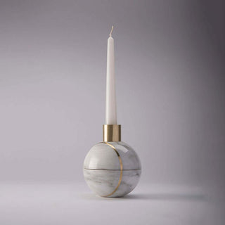 Axis Sphere Marble Candle Holder-Neutral Decor