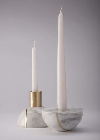 Axis Sphere Marble Candle Holder-Neutral Decor