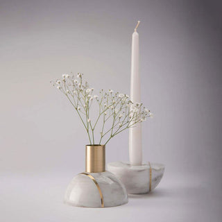 Axis Sphere Marble Candle Holder-Neutral Decor