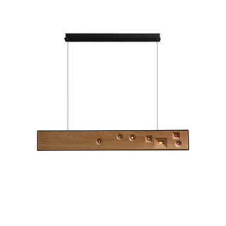Lustra Suspension Bois Pierre Précieuse Linéaire LED
