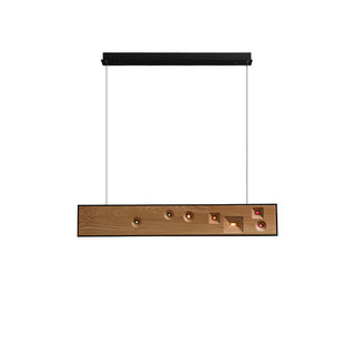 Lustra Suspension Bois Pierre Précieuse Linéaire LED