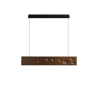 Lustra Suspension Bois Pierre Précieuse Linéaire LED