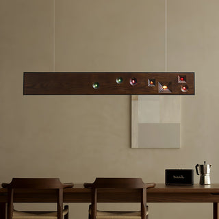 Lustra Suspension Bois Pierre Précieuse Linéaire LED
