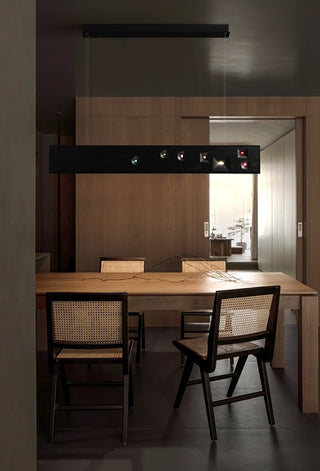 Lustra Suspension Bois Pierre Précieuse Linéaire LED