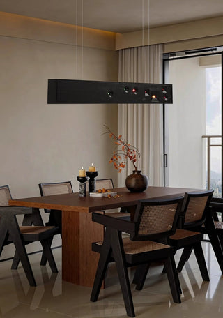 Lustra Suspension Bois Pierre Précieuse Linéaire LED