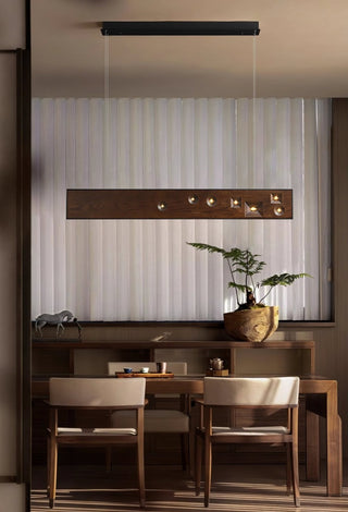 Lustra Suspension Bois Pierre Précieuse Linéaire LED