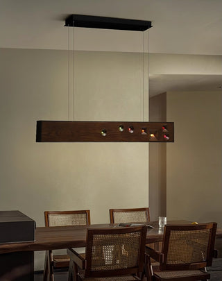 Lustra Suspension Bois Pierre Précieuse Linéaire LED