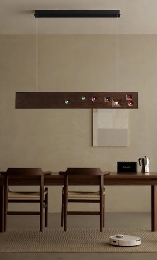 Lustra Suspension Bois Pierre Précieuse Linéaire LED