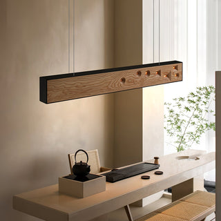 Lustra Suspension Bois Pierre Précieuse Linéaire LED