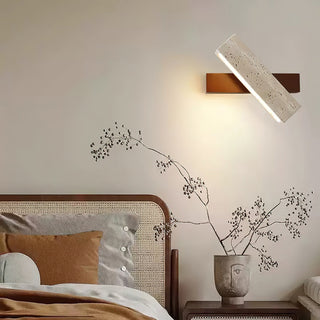 Ostruvyo Moderne Minimaliste Linéaire Noyer Travertin Applique Murale