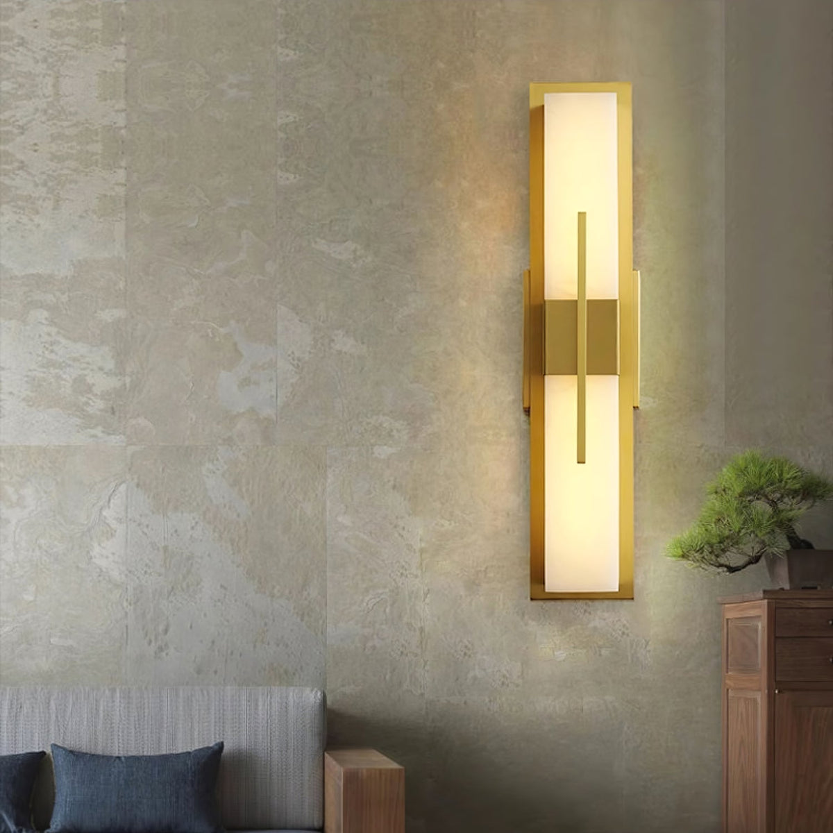 Axis Twin Alabaster Sconce-Neutral Decor