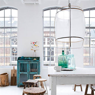 Lustra Suspension Abat-jour en Bambou pour Salon