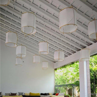 Lustra Suspension Abat-jour en Bambou pour Salon