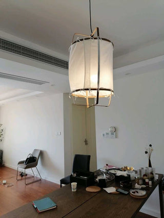 Lustra Suspension Abat-jour en Bambou pour Salon