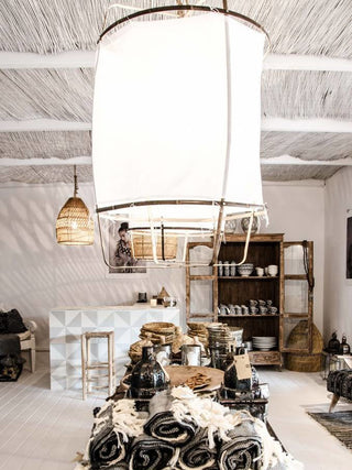 Lustra Suspension Abat-jour en Bambou pour Salon