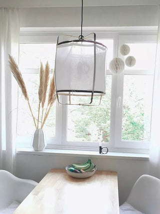 Lustra Suspension Abat-jour en Bambou pour Salon