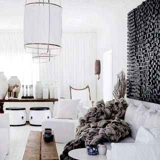 Lustra Suspension Abat-jour en Bambou pour Salon