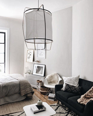 Lustra Suspension Abat-jour en Bambou pour Salon